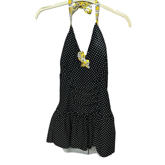 Torrid Polka Dot One Piece Swimsuit 2X Pinup Retro Twee Ruffle Ruched Halter - Picture 1 of 8
